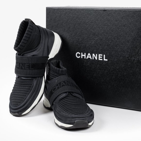 Chanel 2017 Neoprene High-Top Sock Sneakers - Picture 1 of 12